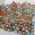 Blue and orange 10mm frosted glass beads with crackle texture for DIY jewelry making - 10mm / Blue and Orange