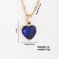 Minimalist gold plated titanium steel heart necklace with faceted dark blue zircon stone - Gold Royal Blue