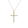 Collier pendentif croix plaqué or 18K avec zircons baguette sur une chaîne fine - Doré