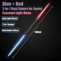 Red and blue 2-in-1 dual LED lightsaber toy 149cm length with silent steady glow mode - Blue & Red Dual Sword Combined Silent