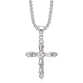 Collana con pendente a croce in acciaio argento con zirconi AAA scintillanti incastonati - Solo Pendente Croce Color Acciaio