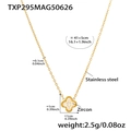 Detailed size specifications for gold stainless steel clover necklace with zircons - Gold 5A Zirconia Necklace (TXP295)