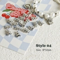 Detail of 8x12mm silver bear charms for DIY jewelry with pearl bracelet on plaid card - Style 04 Mini Bear
