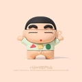 Silicone protective case for AirPods featuring Shin-chan in green pajamas with shapes - Shin-chan In Pajamas + Carabiner / AirPods 1/2 Gen