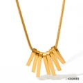 Böhmische goldene Edelstahlkette mit fächerförmigen Rechteck-Anhängern und Schlangenkette - Gold (KBD689)