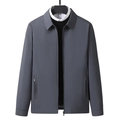 Men's dark grey business casual jacket with stand collar and front zipper closure - M / Gray