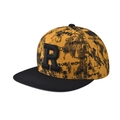 Detailed embroidery of letter R on orange graffiti flat brim hip hop baseball cap - Adjustable / Yellow