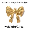 Ciondolo a fiocco in acciaio inossidabile 304 dorato per gioielli fai da te - Fiocco Lucidato Medio-TP0434 / Oro
