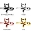 Adjustable cat rings available in black, silver, rose gold, and gold plated finishes - Cat 4-piece Set