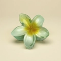 Pale green plumeria hair claw clip with orange gradient in a semi-transparent finish - 8x7x4cm / Glossy Pearly Green