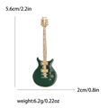 Dark green enamel electric guitar brooch pin in golden finish with size measurements - Green
