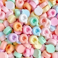 Close-up of colorful Q-shaped resin alphabet beads for DIY hair clip accessories - Letter Q (Random Mixed One) / Small