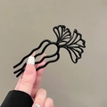 U-shaped black ginkgo leaf hair pin with a glossy finish for elegant hair styling - Ginkgo Leaf Hair Comb - Black