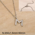 Polished silver stainless steel necklace with uppercase letter M pendant for women - Silver Letter M (KN287060-Z)