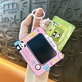 Panda mini drawing board keychain toy with pink frame and hanging hook for bag decor - Panda Drawing Board Pendant / Pink