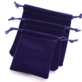 Set of dark purple velvet drawstring jewelry pouches in three different sizes - Dark Blue