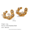 Irregular 18K gold-plated stainless steel hoop earrings with white zircon accents - Marquise Rhinestone Irregular Wave Stud Earrings - Gold