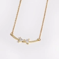 Detail shot of golden bow necklace pendant with sparkling zircon and fine cross chain - Style 3 Gold (White Zirconia)