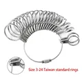 Metal ring sizer measuring tool set for Taiwan sizes 3-24 with clear size markings - Taiwan Size 3-24
