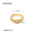 Anillo de acero inoxidable dorado con perla central y dimensiones precisas del producto - US 7 / Dorado