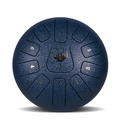 Dark blue 11-note steel tongue drum with lotus pattern and textured finish - Navy Blue - Ruyi (10 Inch 11 Notes)