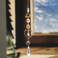 Golden galaxy sun catcher with crystal prisms, moon and star charms for garden - Heart Star Cloud Style
