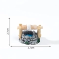 Miniature resin wishing well ornament with stone base and wooden frame design - Retro Water Well