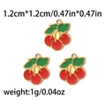 Golden cherry pendant with red and green enamel finish, 1.2cm size for jewelry making - Red Green Cherry Pendant