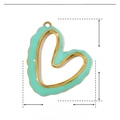 Detail showing turquoise heart pendant with gold frame and stainless steel specs - YE263-Mint Green Heart Irregular Border