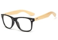 Classic black sunglasses with natural bamboo temples and silver metallic accents - Matte Black / Clear Lens