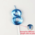 Metallic blue number 8 birthday candle with plastic stick for party cake topper decor - Number 8 / Blue