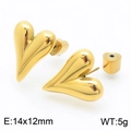 Golden heart-shaped stainless steel stud earrings measuring 14x12mm for women - Gold