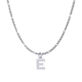 Sparkling silver titanium steel necklace featuring a crystal-paved letter E pendant - Letter E / Steel