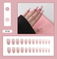 Detail of 24pcs pink coffin press-on nails featuring sweet 3D heart gradient design - Girl Pink 3D Heart Style (R158)
