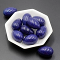 Set of 10 smooth 30mm blue natural gemstone egg stones in a white hexagonal ceramic plate - Lapis Lazuli (Color Enhanced) (1pc)