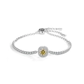 Adjustable S925 sterling silver bracelet featuring a square yellow gemstone and zircons - 1 Carat (925 Silver) / Lemon Yellow Moissanite