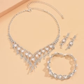 Elegante zilveren bruidssieradenset met parelketting, armband en oorbellen voor bruiden - Halsketting Oorbellen En Armband Stijl (492+791)
