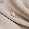 Golden butterfly nose clip with marquise zircons on elegant brown satin fabric - Crystal Butterfly (E5689-5)