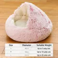 Cuccia semi-chiusa in peluche rosa con morbido cuscino bianco per gatti e cani piccoli - Stile Lucido Liscio / 40x40cm / Rosa Sakura