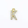 Micro-paved gold letter K charm with sparkling zircons for personalized jewelry DIY - Letter K / Gold