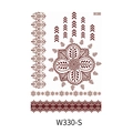 Brown henna floral temporary tattoo sticker sheet with traditional Indian mandala patterns - Large Henna Flower Design (W330-S)