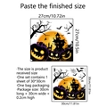 Detail showing Halloween pumpkin castle wall stickers with 30x30cm size specifications - MS3038-YL (Pumpkin Castle Silhouette/30*30cm)