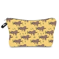 Yellow makeup bag with cartoon sloth patterns and a convenient black zipper closure - Yellow Sloth Repeat Print (hzb939)