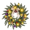 Weihnachtskranz mit LED, Zapfen und roten Ornamenten auf weißem Hintergrund - 40cm/Beleuchtet