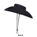 Chapeau de soleil extérieur noir avec maille respirante et cordon coupe-vent ajustable - Taille Unique (54-58CM) / Noir