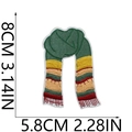 Detailed view of striped scarf embroidery patch with dimensions 8cm by 5.8cm on white background - Striped Scarf (C5CW-125-04)