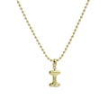 Modern 18k gold plated ball chain necklace with letter I pendant and pearl accent - Letter I