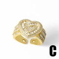 Elegant gold-plated open heart ring with sparkling cubic zirconia in variant C style - Heart Pave Glamorous Style (C)
