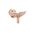 Rose gold whale tail cartilage earring with white zircon stones and ball back - EGD0942 Rose Gold - Fishtail Shape