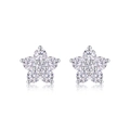Elegant S925 silver stud earrings featuring a minimalist six-claw moissanite flower design - Five-Petal Flower Cluster Style (E13602)